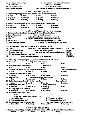 Đề thi tuyển sinh Lớp 10 THPT môn Tiếng Anh - Năm học 2019-2020 - Sở giáo dục và đào tạo Thanh Hóa